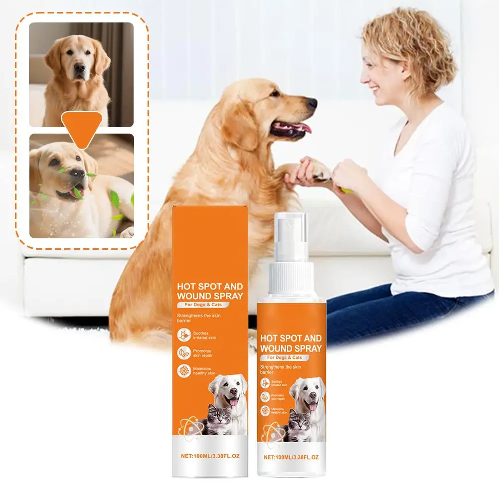 Pet Hot Spot Wound Care Spray for Dogs & Cats, Soothing Irritated Skin Repair Liquid 1005012440589777