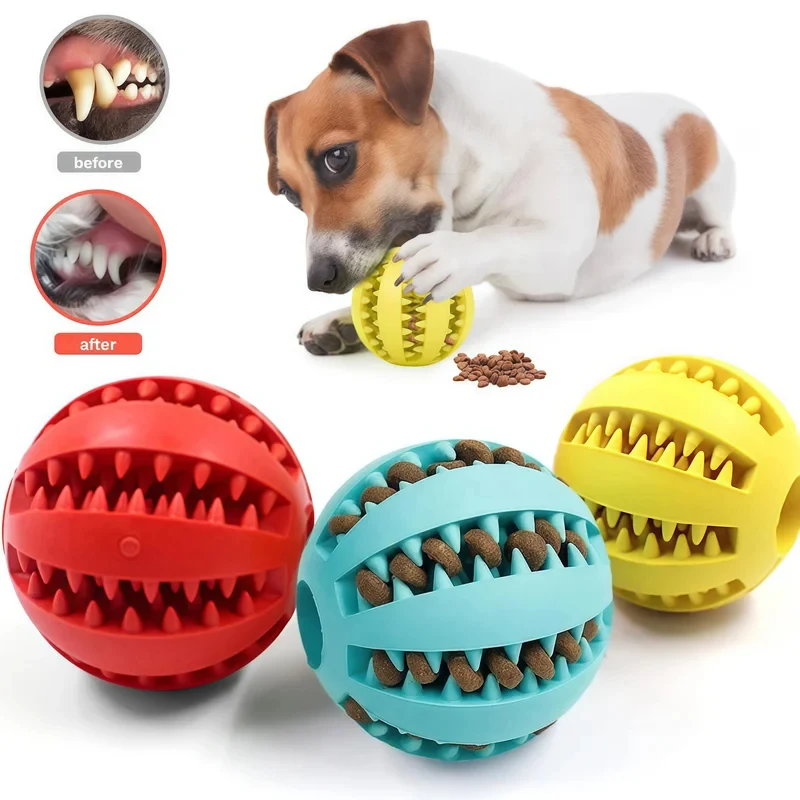 Dog Toy Ball Interactive Rubber Balls Puppy Chewing Toys Pet Tooth Cleaning Ball Cats Pets Food 1005012441362919
