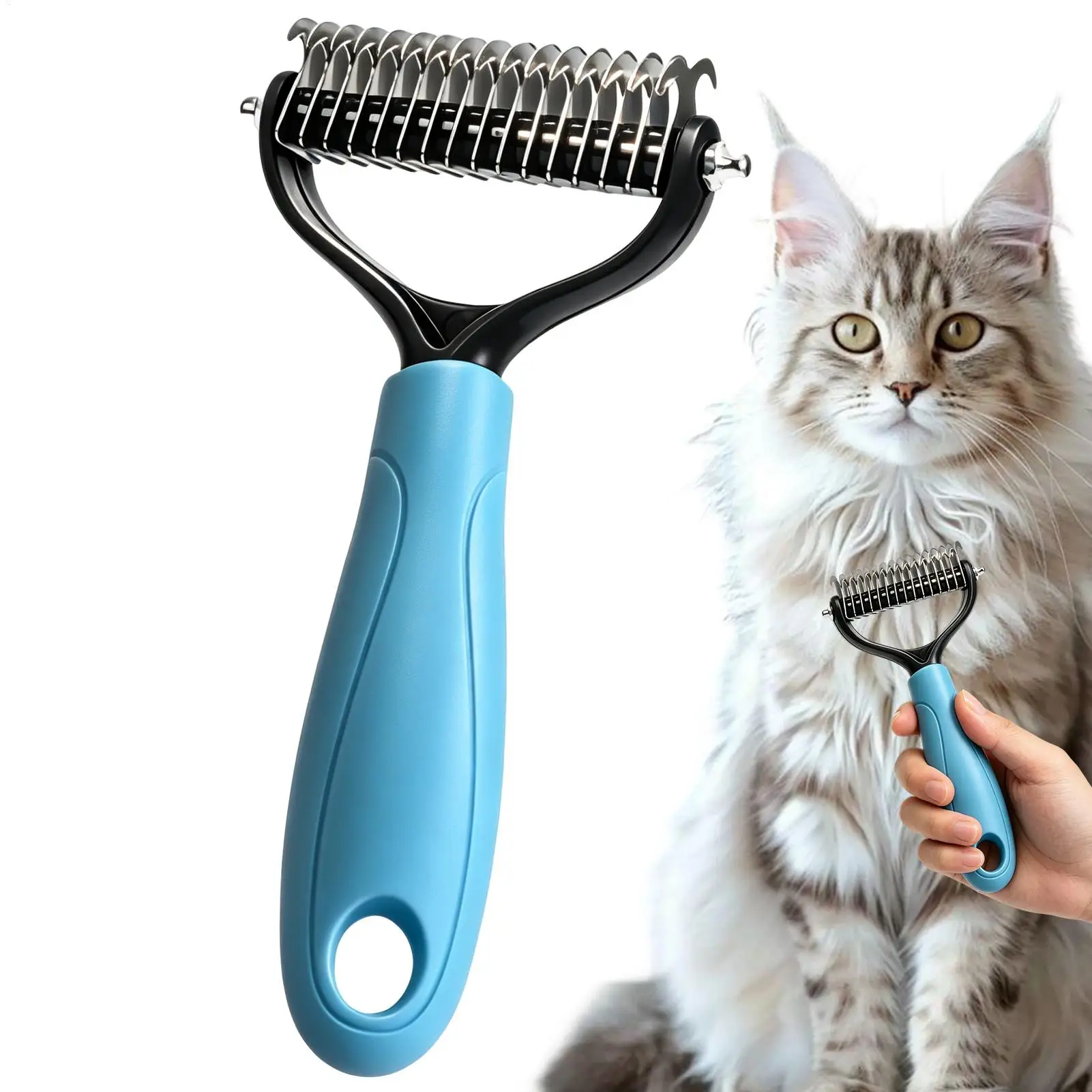 Dog Rake Brush Double Sided Shedding Grooming Tool Dog Undercoat Brush for Pets Cats Indoor Outdoor 1005012441937717