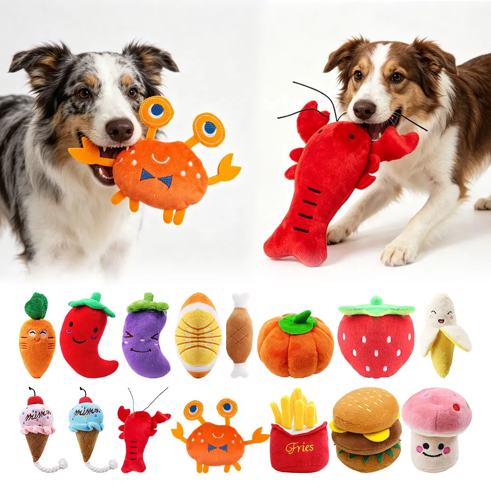 Pet Toys Fruit Animals Cartoon Dog Toy Stuffed Squeaking Cute Plush Puzzle for Dogs Cat Chew (1Pc) 1005012442368488