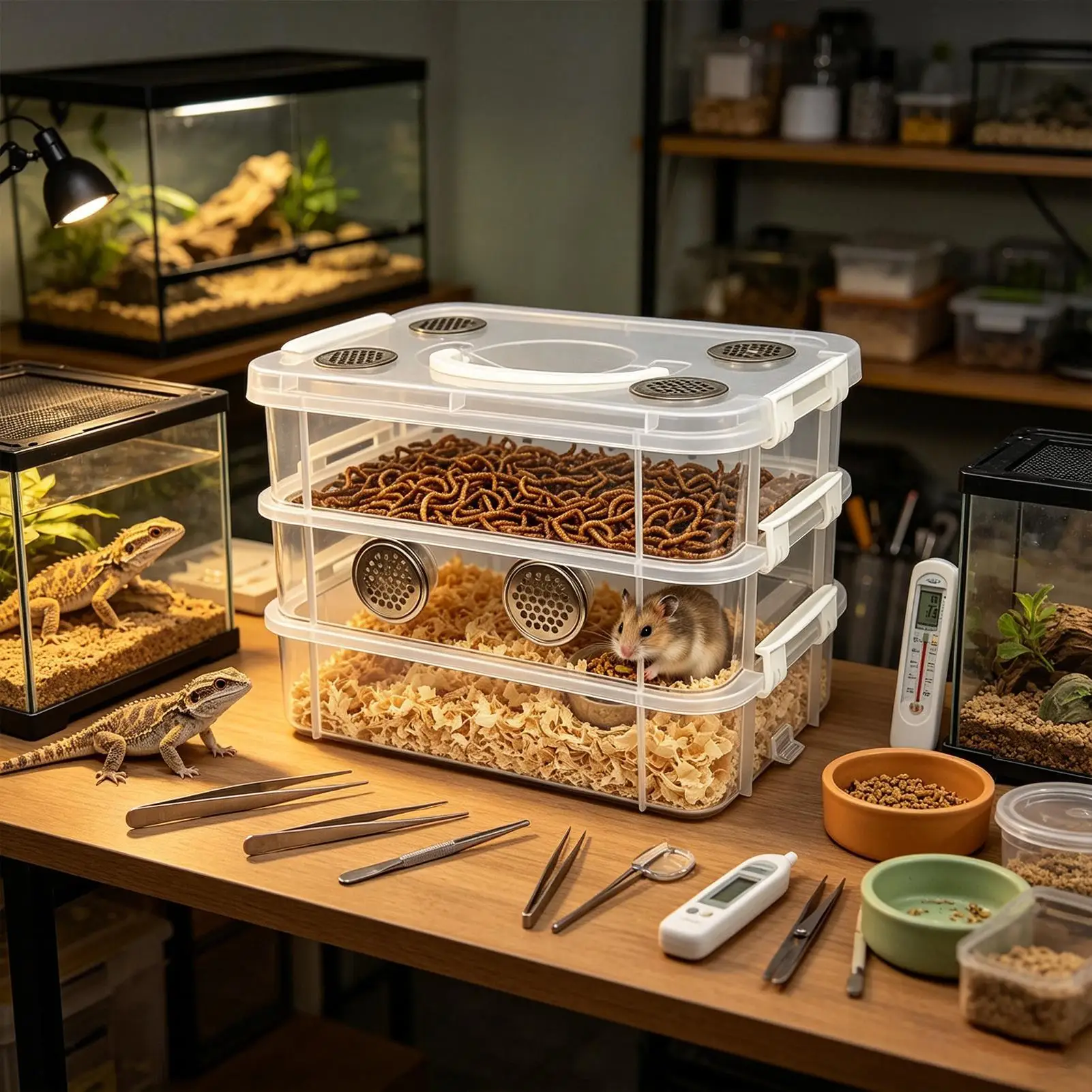 Mealworm Breeding Box Odor Resistant with Cleaning Tools Mealworm Farm for Animal 1005012443959471