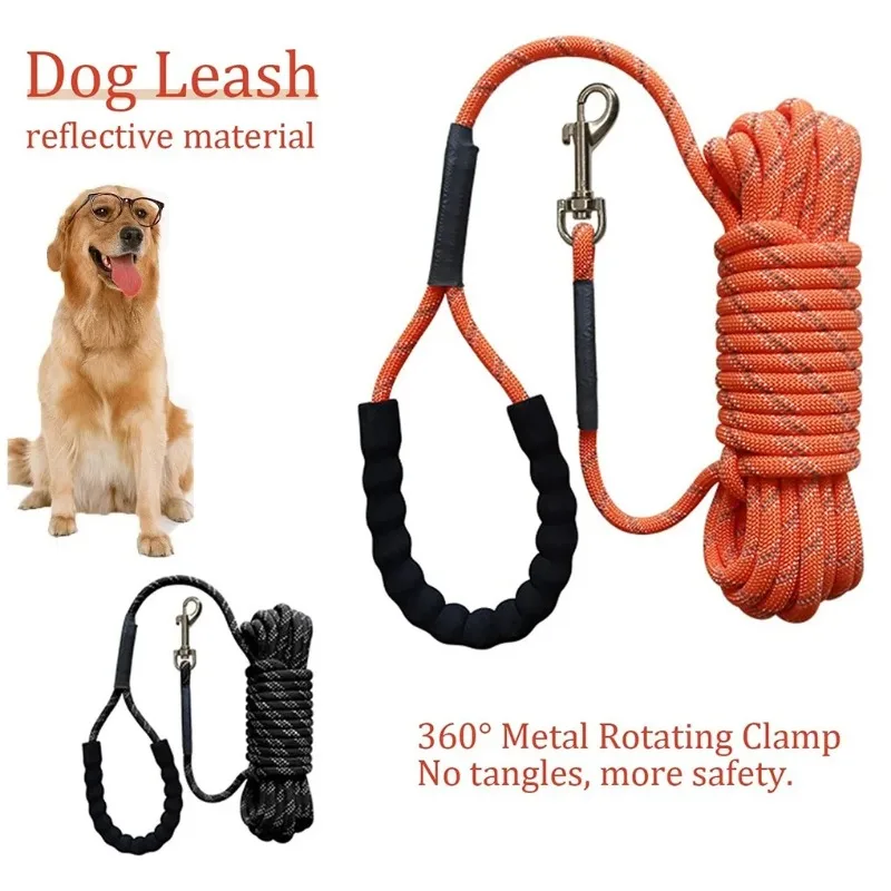 Dog Leash Reflective Long Lead Training Tracking Line Foam Handle Heavy Duty Pet Rope 2m 3m 5m 10m 1005012444000566