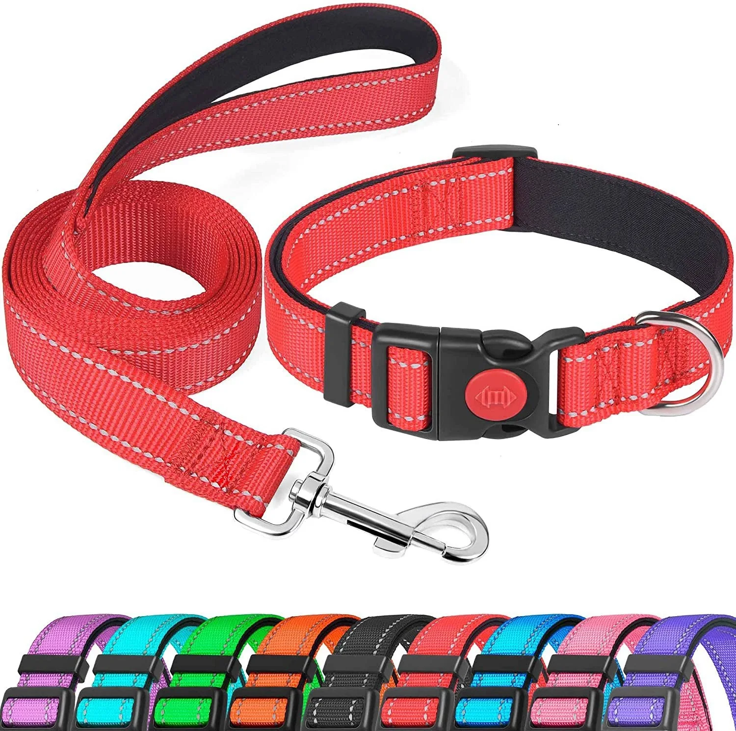 Reflective Nylon Dog Leash Diving Cloth Tug of War Rope Competition Level Pet Collar Leisure Style 1005012445458126