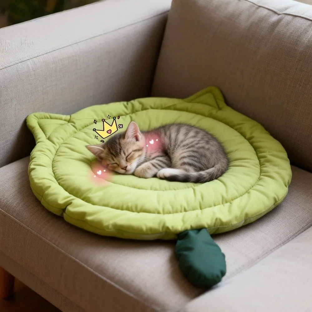 New Big Face Cat Style Dog Bed Mat Breathable Soft Pet Rest Cushion Green All Seasons Indoor Cat 1005012445638400
