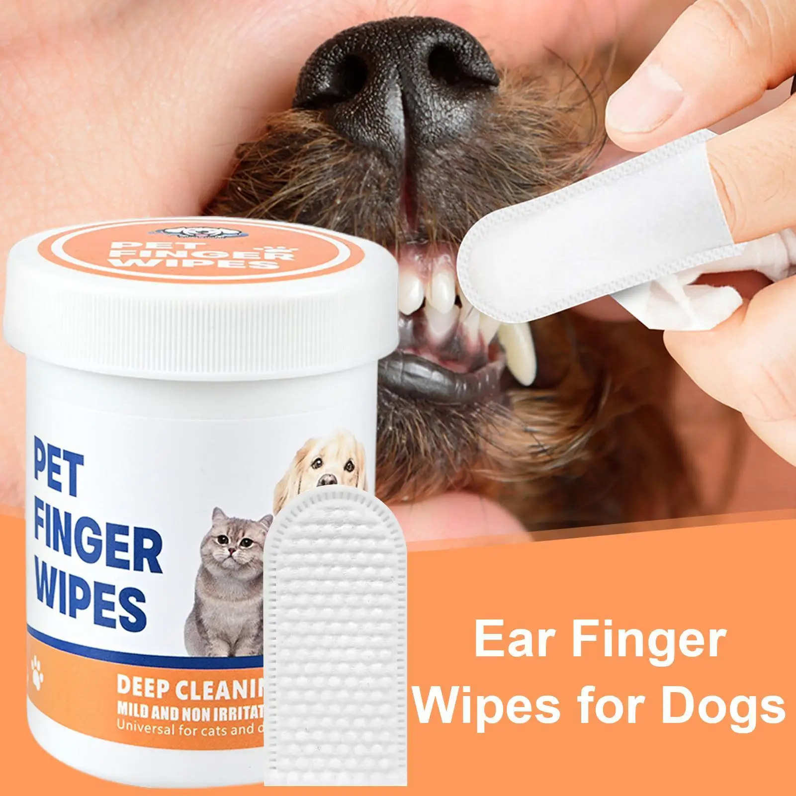 NEW Dog Finger Ear Wipes Soft Finger Cleaning Pads for Dog Ear Safe Plant-Based Cleanser Supplies 1005012445705845