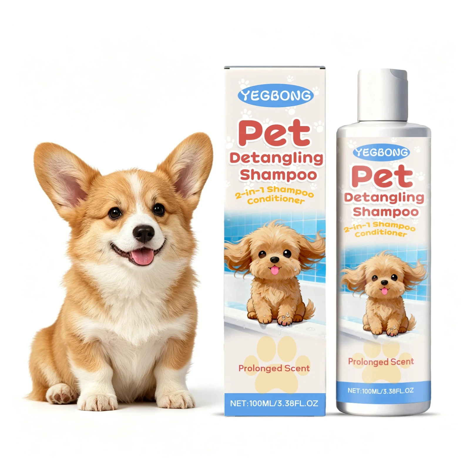 Pet Shampoo for Healthy Shiny Fur Removes Odor Lasting Scent Deep Clean Coat Smooth Knotted (2 In-1) 1005012445723349