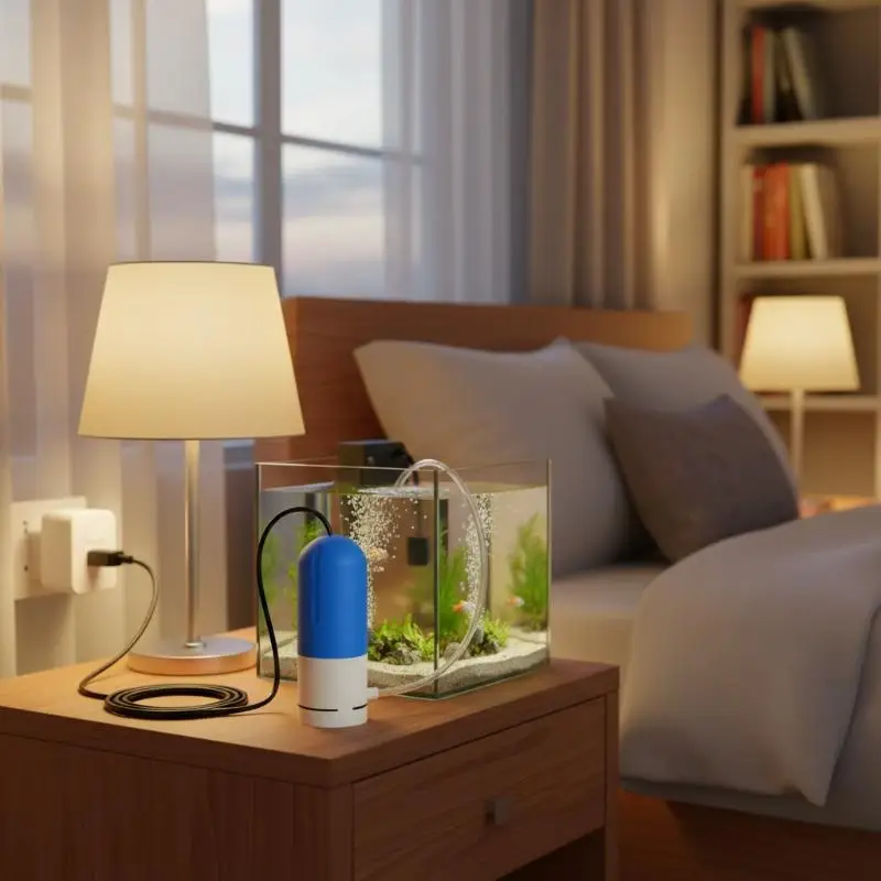 Aquarium Air Pump for Small Fish Tank 1W Energy Saving Low Noise Oxygen Pump with Bubble Air Stone 1005012446133923