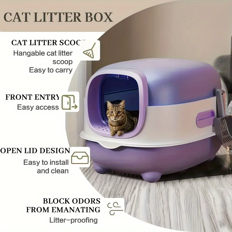 Extra Large Fully Enclosed Cat Litter Box with Drawer Design Prevents Odor and Splashing Easy 1005012446472024