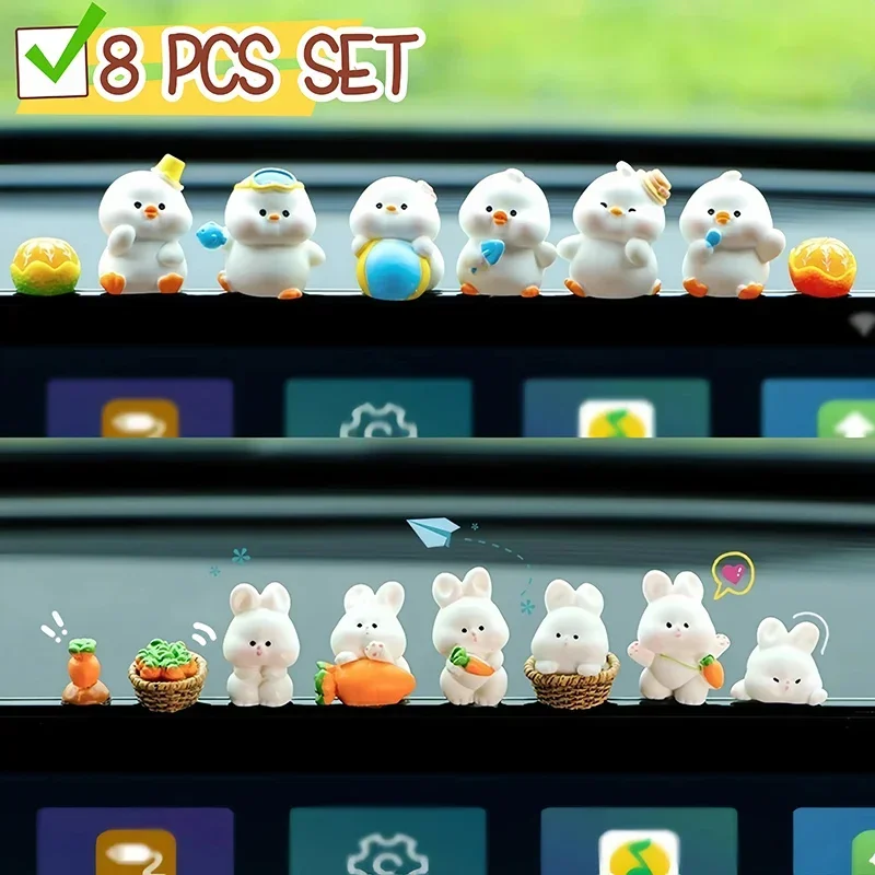 Car Dashboard Accessories Fun Animal Cute Mini Rabbit Car Rear View Mirror Decor Interior Ornaments 1005012447683213