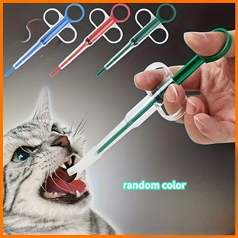 Random Color Push-Button Pet Medicine Dispenser, Pet Medicine Feeding Tool 1005012448465085