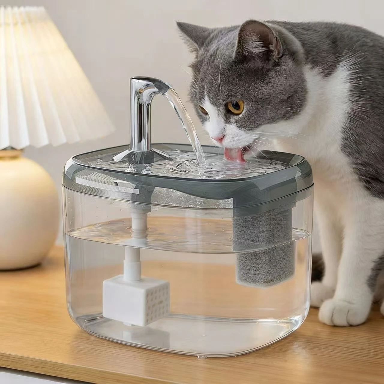 Automatic Circulating Pet Water Fountain USB Silent Anti-Dry Burn Pump Transparent Drinking (1.5L) 1005012449487162