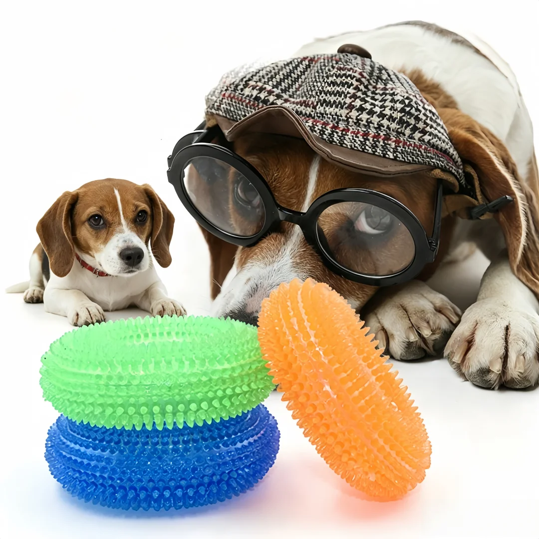 Squeaky Pet Dog Interactive Chew Toy, Durable Thorn-Needle Tooth Cleaning Toy for Puppies 1005012449658999