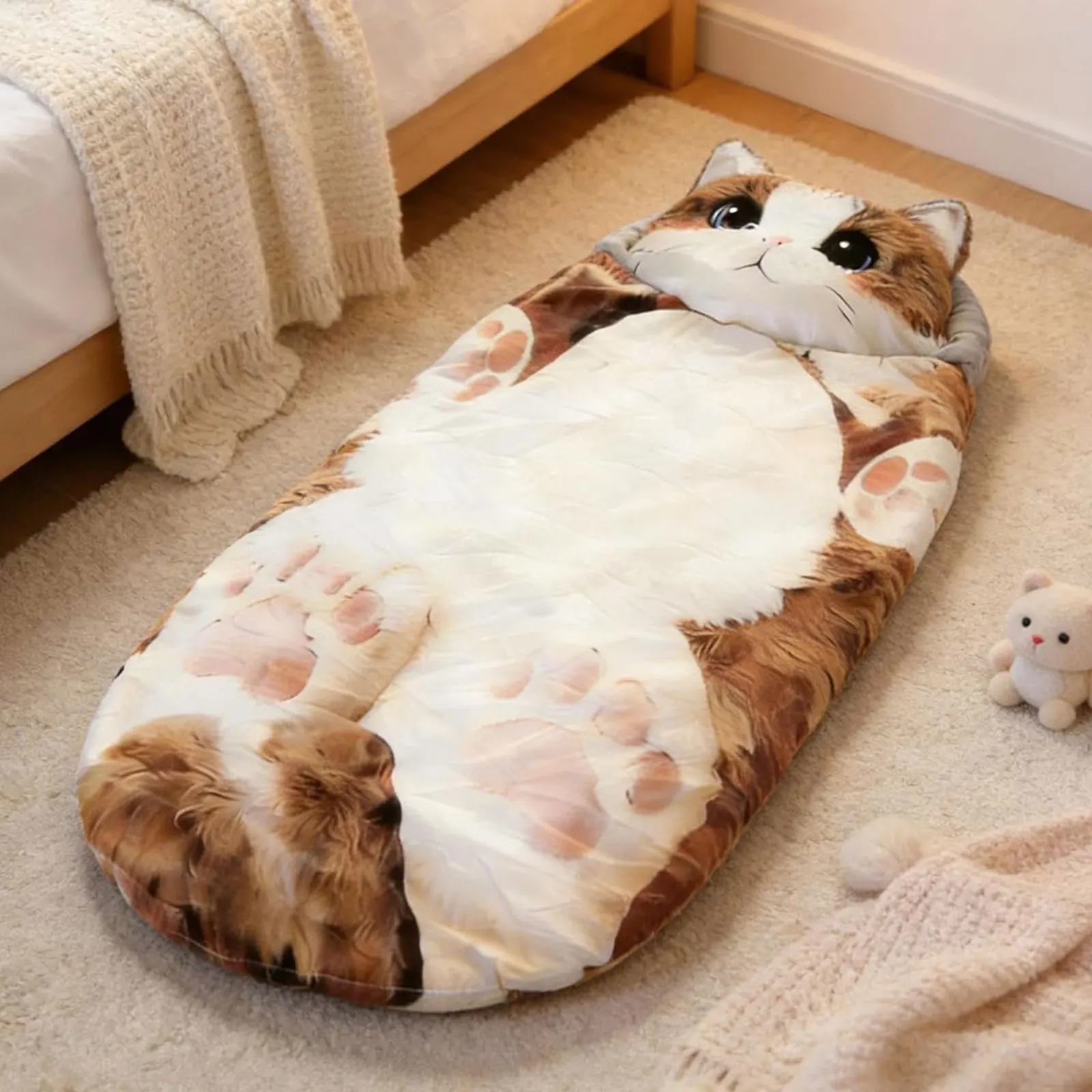 Plush Cat Envelope Sleeping Bag 68.9x31.5Inch Soft for Adults Camping Sleepovers & Home Lounging 1005012451159653