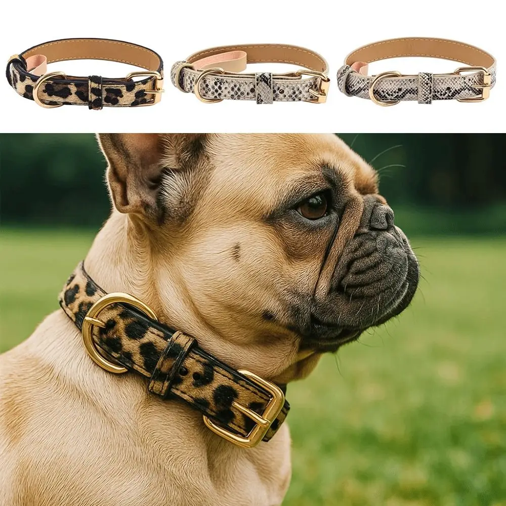 Leopard Print Dog Collar PU Leather Wear Resistant Adjustable Pet Collar Pet Walking Leopard Dog 1005012451738314