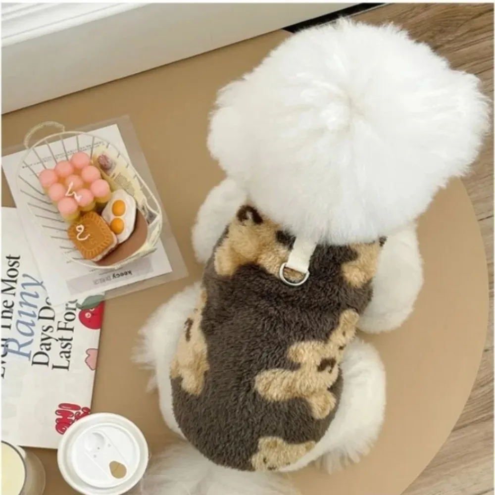Flannel Pet Vest Bear Print Two-Legged Pajamas Warm Autumn Winter Outfit Soft Loungewear for Small 1005012451858862