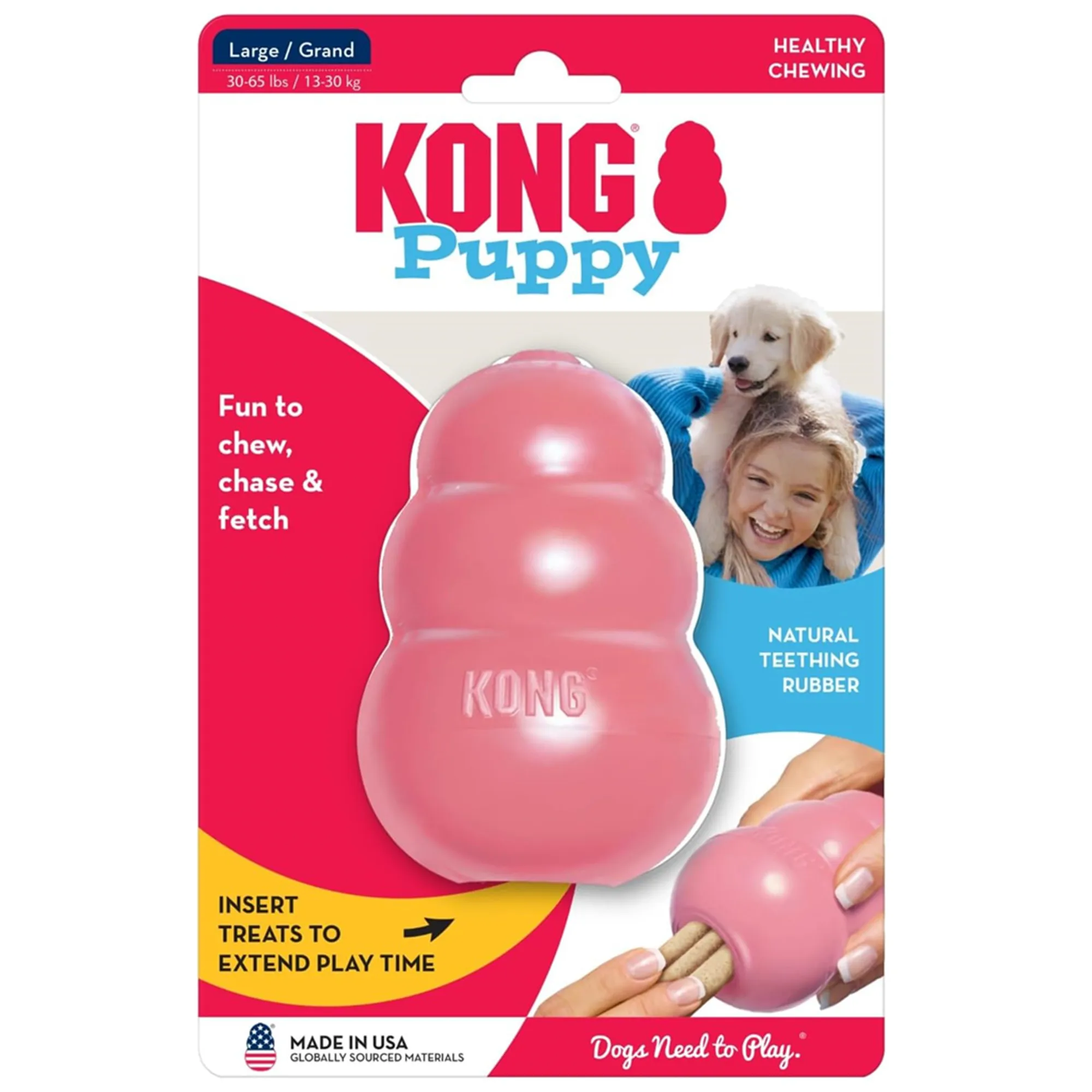 KONG Puppy, Natural Teething Rubber Chew Toy for Dogs, Chew & Fetch Toy for Puppies 1005012452429046