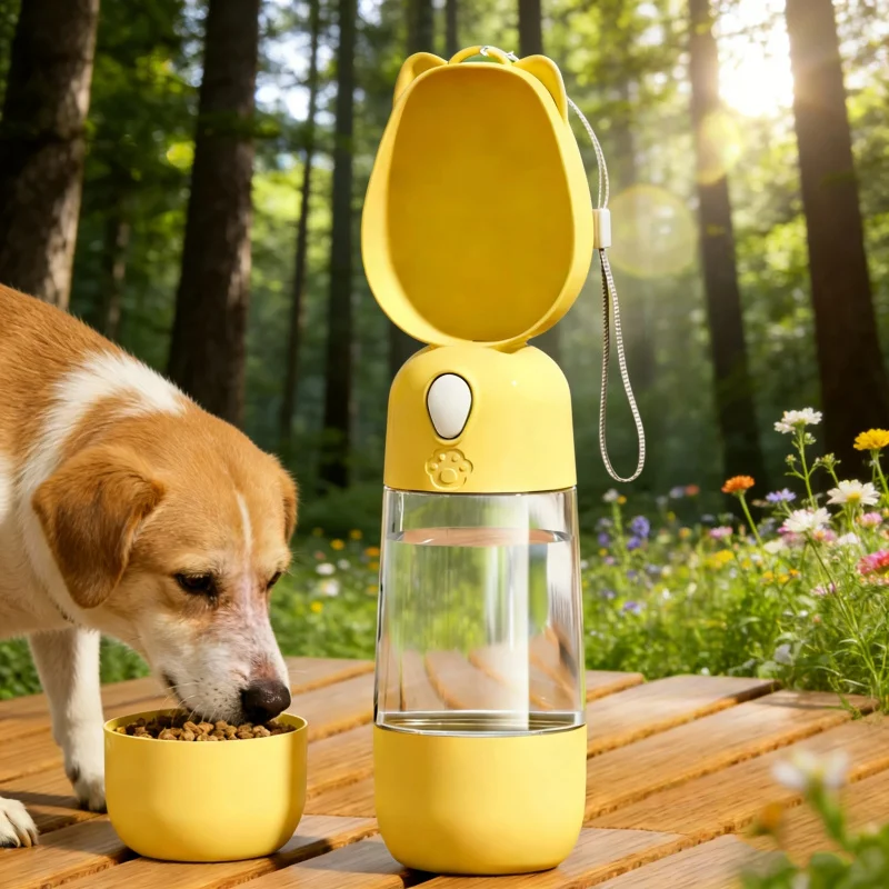 Pet Water Bottle Dog Outdoor Portable Drinking and Feeding 2-In-1 1005012453316072