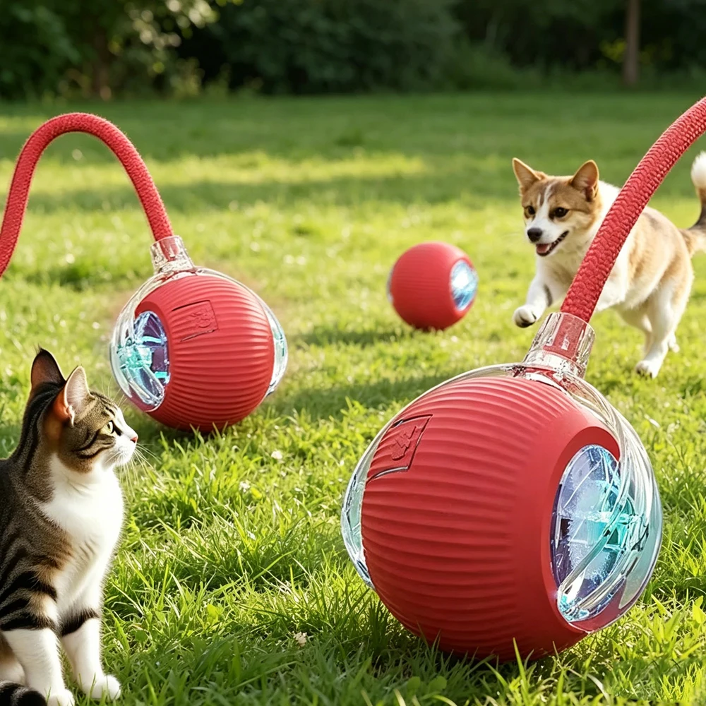 Dog Cat Interactive Ball Toy Automatic Rolling Ball Faux Tail Rechargeable Smart Pet Electric Toy 1005012453487494