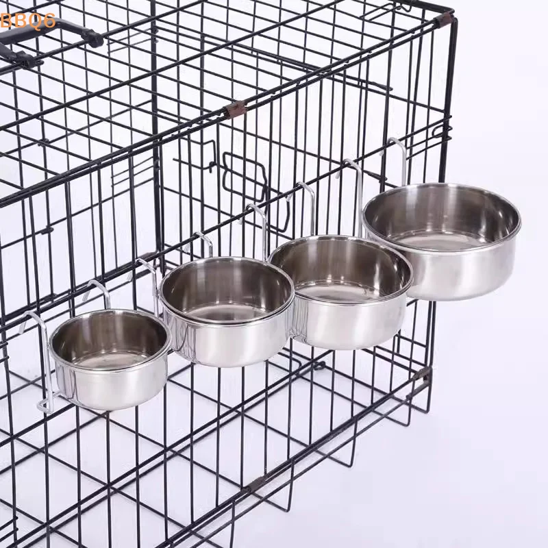 Crate Dog Cat Bowl Stainless Steel Hanging Pet Cage Bowl Food Water Feeder Coop Cup for Cat Puppy 1005012454521319