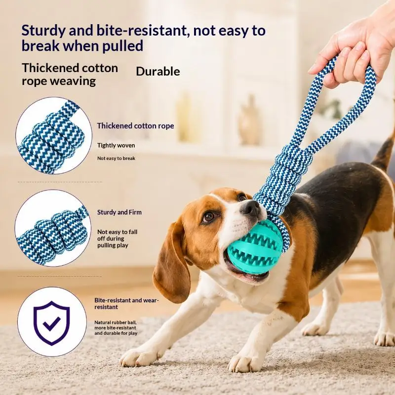 Dog Chew Rope Ball Toy Interactive Leak Food Ball Pet Tooth Cleaning Chewing Toy Slow Feeding 1005012454661251
