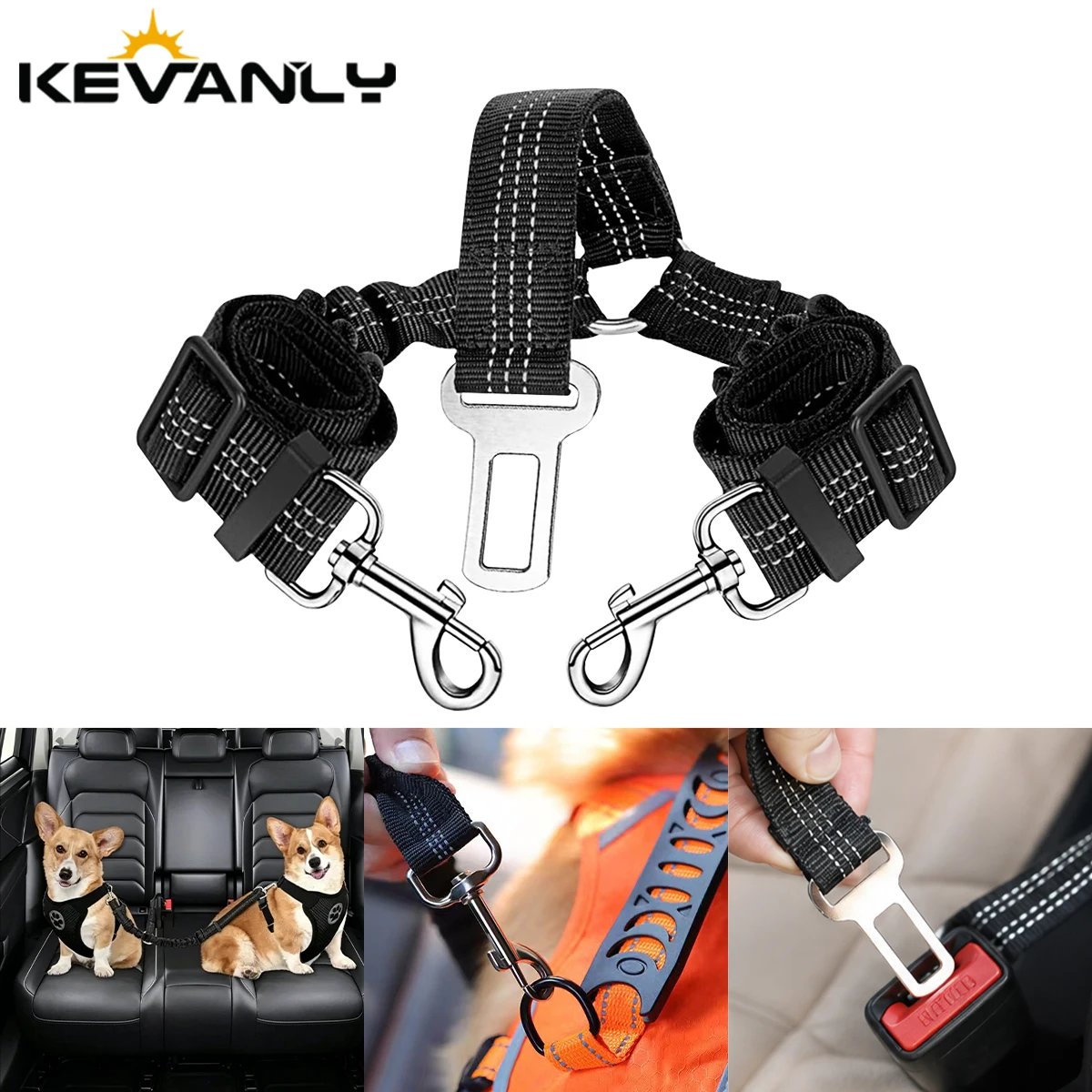 Adjustable Elastic Car Harness Seat Belt with Shock Double Dog Safety Reflective Dog Car 1005012454753388