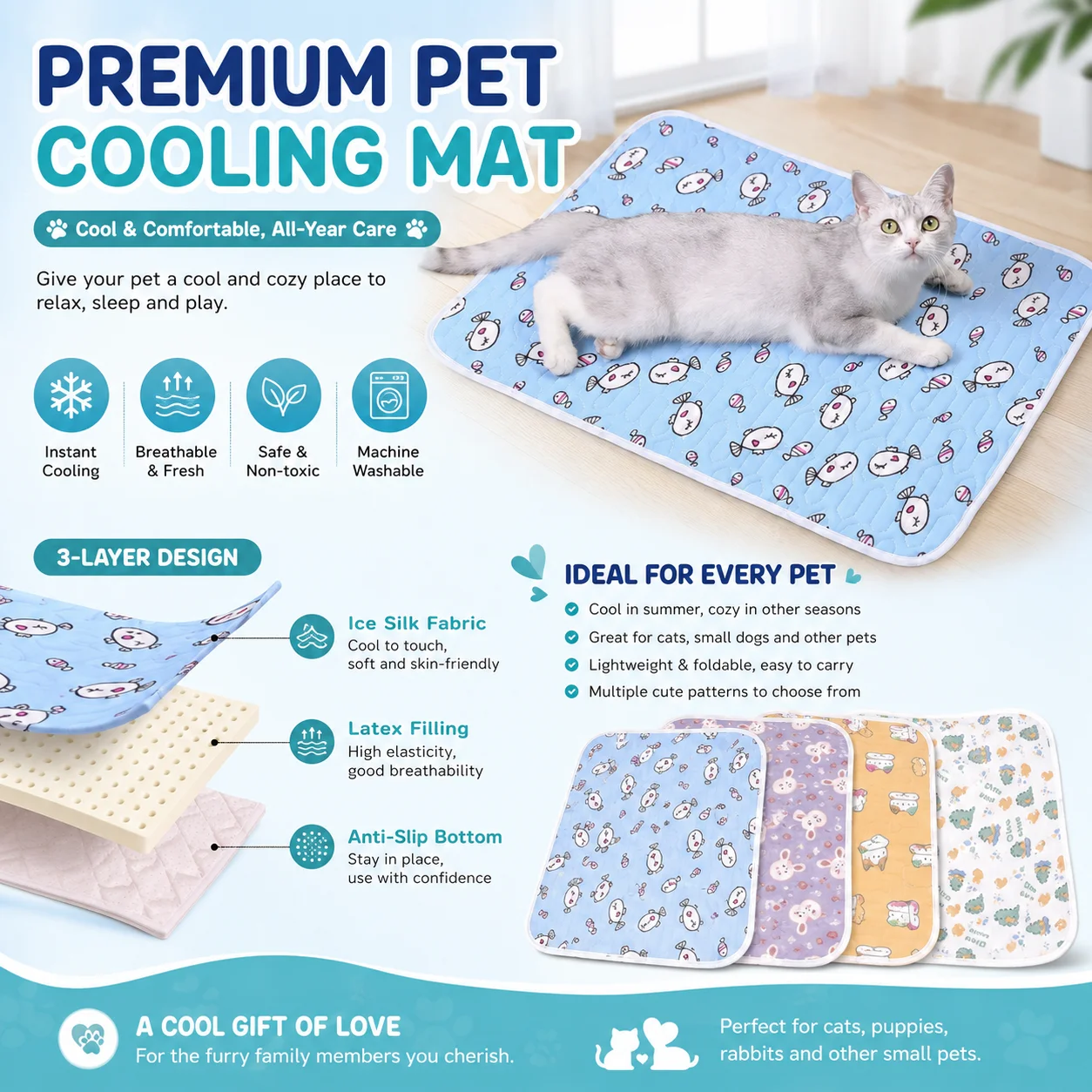 Cooling Dog Mat Summer Pad Mat for Dogs Cat Ice Silk Blanket Sofa Breathable Pet Dog Bed Summer 1005012454864264