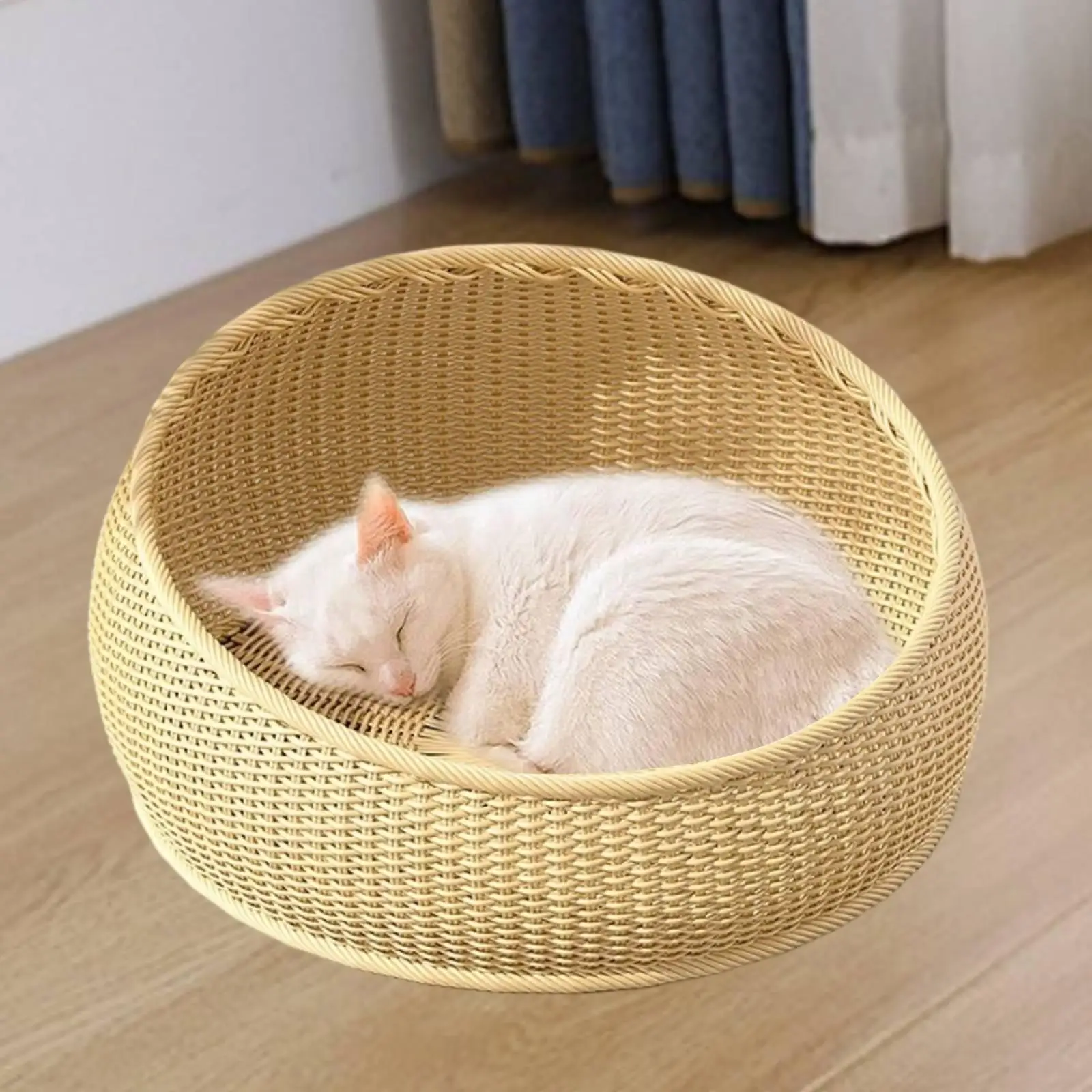 Wicker Cat Bed Furniture Protection Rest Pet Accessories Handmade Woven Basket Faux Rattan Nest 1005012455632950