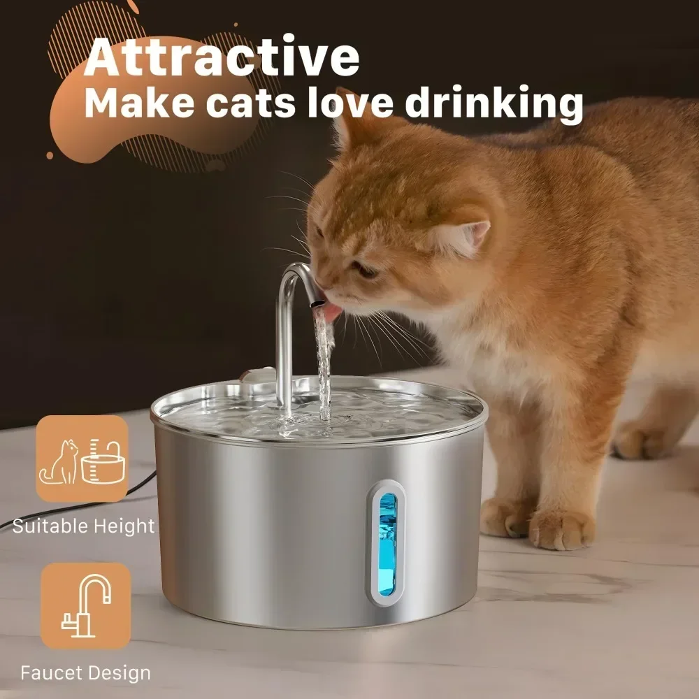 Stainless Steel Cat Water Fountain 2 2L Automatic Pet Drinker Faucet Design Dog 1005012455888594