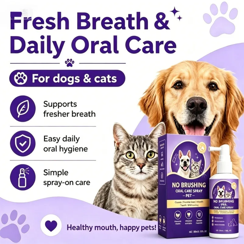 Pet Oral Spray No Brush Tartar Plaque Remover Fresh Breath Portable Teeth Cleaning Spray For (50ml) 1005012455912040