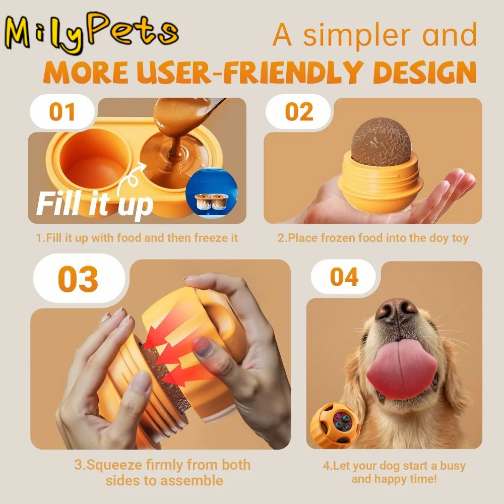 Food-Grade Silicone DIY 2-Grid Food Mold for Dog Dental Health Durable Puppy Swing Leak Feeder Easy 1005012456088795