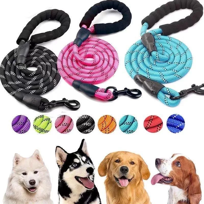 Reflective Dog Leash with Comfortable Padded Handle, Double Heavy Duty Traction Rope for Strong Dogs 1005012456097952