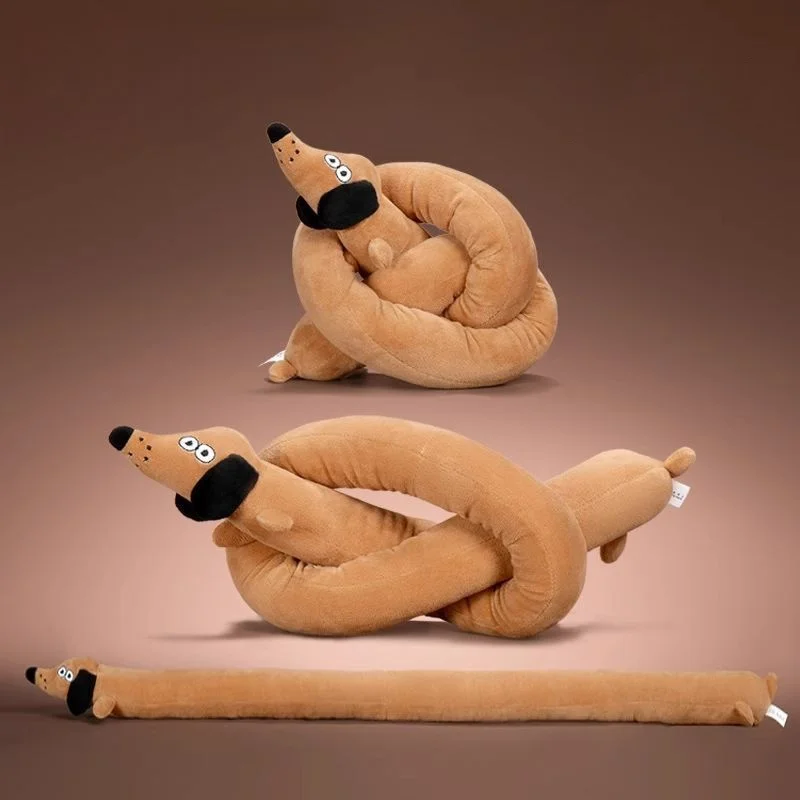Squeaky Long Dachshund Plush Dog Toy Chew-Resistant Imitation Sausage Puppy Tug Toy Interactive 1005012456964392