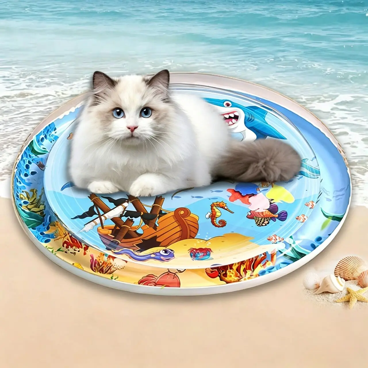 Water Sensory Play Mat Thickened Inflatable Water Mat for Cat and Dog Pet Playmat with Fish Sea 1005012459240879