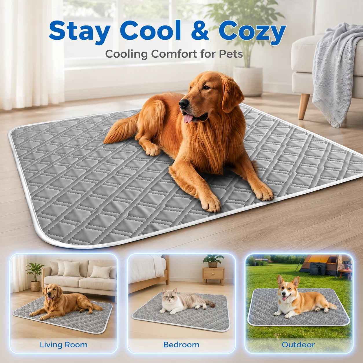 Ultra Soft Sweat-Absorbent Pet Cooling Mat Instant Chill Cushion Heat Relief Pad for Dog Cat Small 1005012459605651