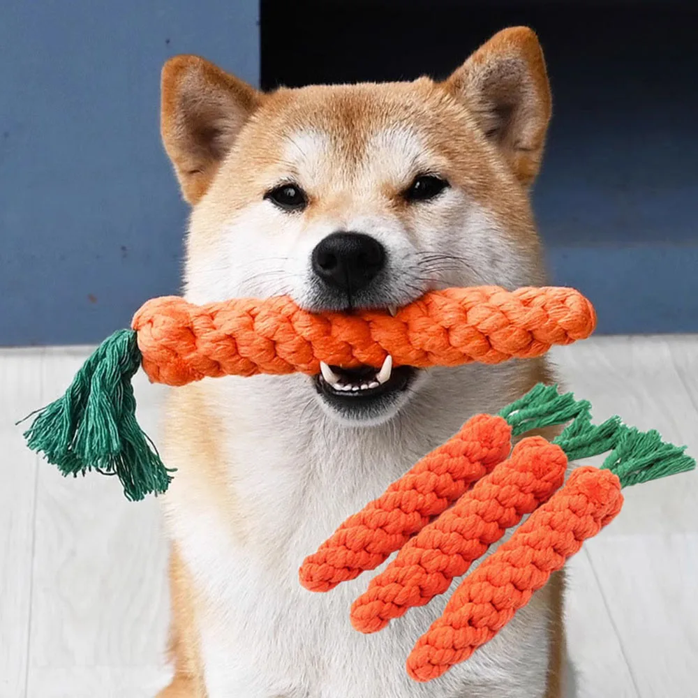 Carrot Dog Bite Rope Pet Dog Toys Safe Durable Braided Bite Dog Chew Toys Resistant Puppy (1Pcs) 1005012461348120