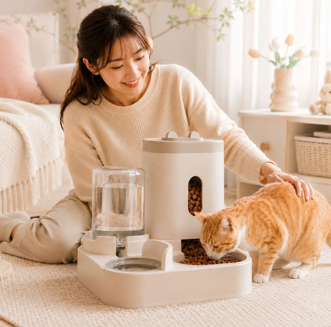 New Spot Automatic Pet Feeder and Water Dispenser 2-In-1 Double Bowl 2200ml Food 800ml Water 1005012462702009