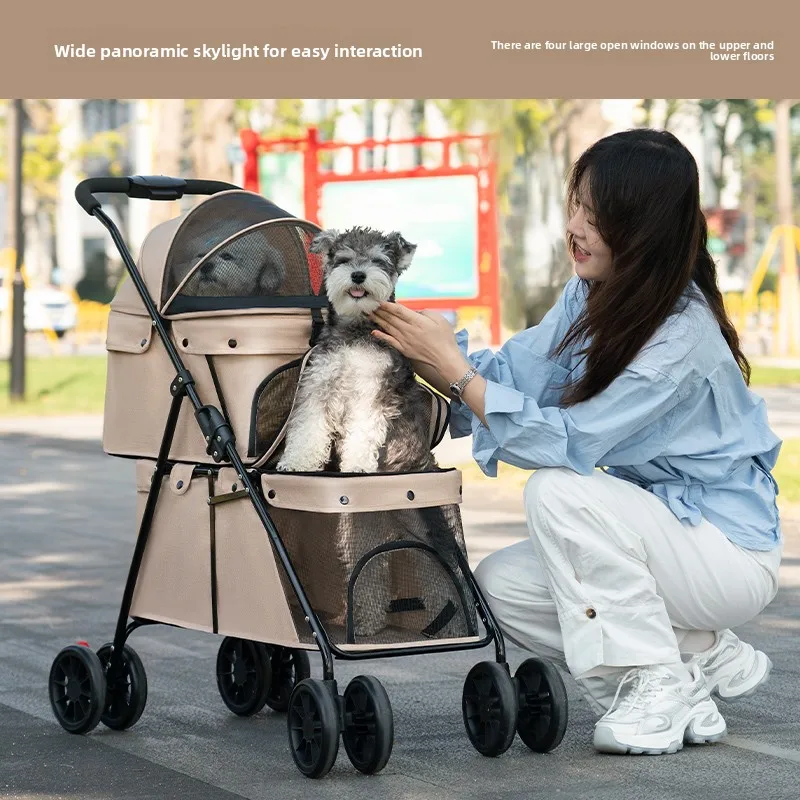 Double Deck Foldable Pet Stroller Lightweight Portable Outdoor Travel Cart for Dogs Cats 1005012463524420