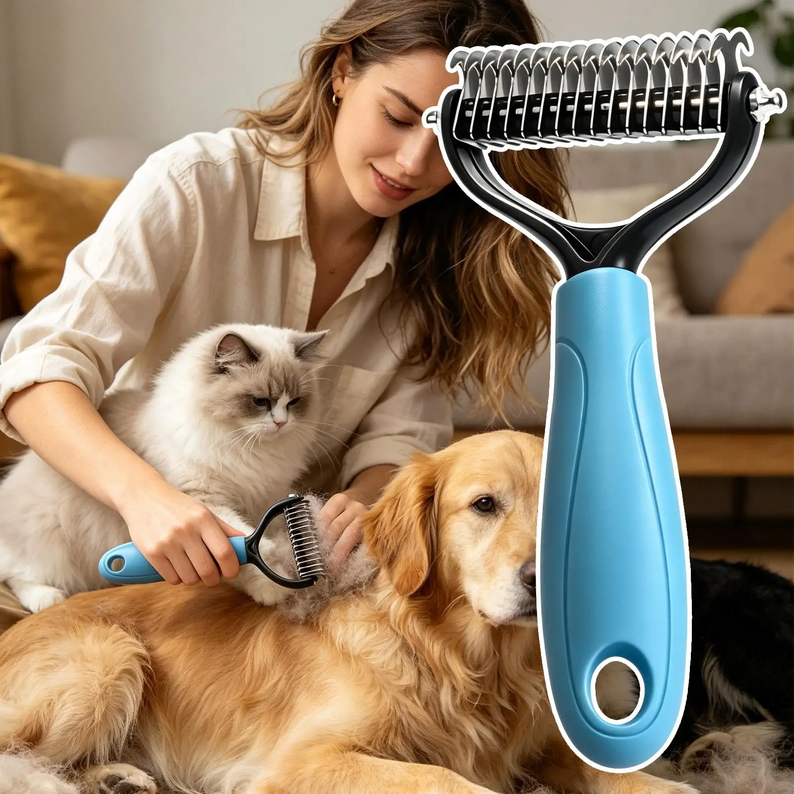Pet Deshedding Brush Cat Comb Cleaning Hair Remover Grooming Tool for Dog and Cats De-Matting Comb 1005012464309984
