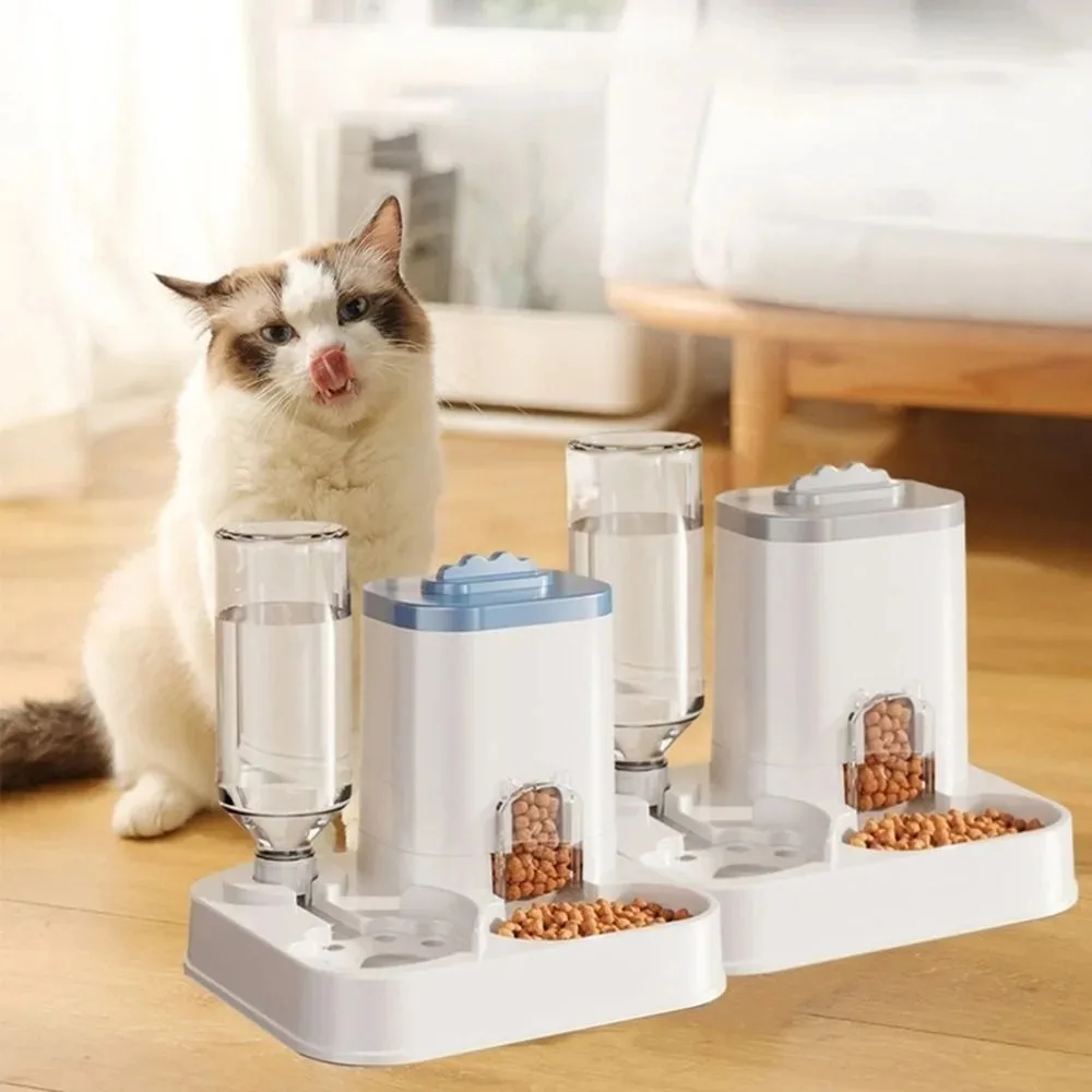 Automatic Pet Food Water Dispenser Large Capacity Gravity Feeder for Dogs Cats No Power (2 In-1) 1005012464921261