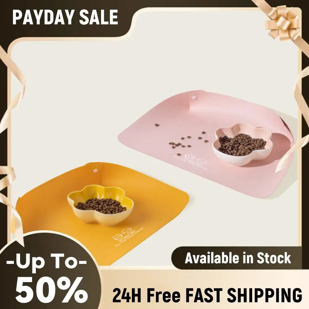 PU Leather Half-Wrap Pet Feeding Mat Anti-Slip Spill-Proof Bowl Placemat Semi-Enclosed Eating Pad 1005012465531744