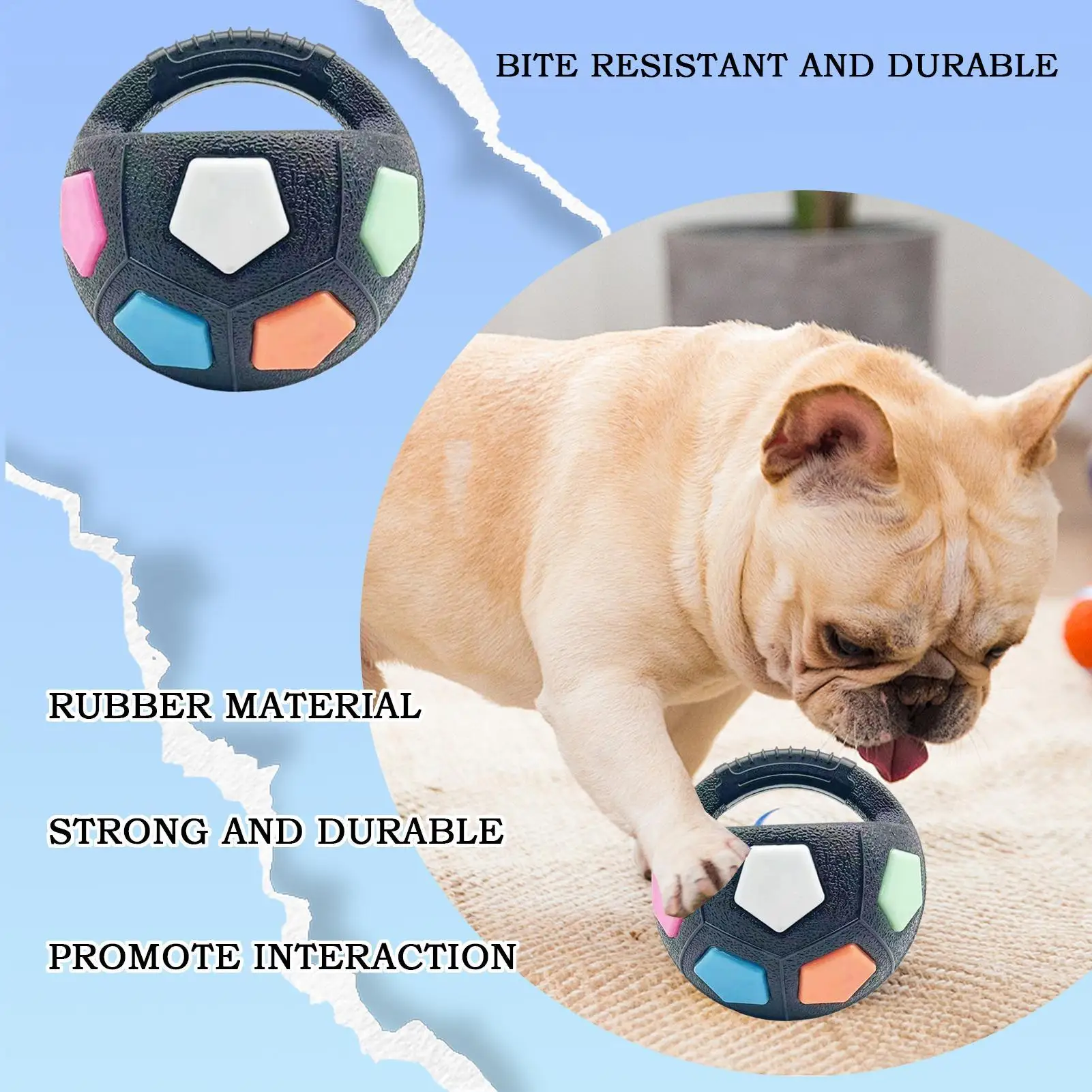 Dog Toys Soccer Ball with Handle Outside Squeaky Floating for Tug of War Dog Tug Toy for Small 1005012466011750
