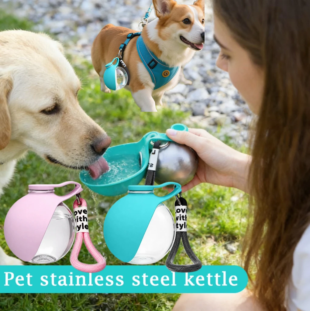 Pet Walking Travel Silicone Drink Bowl 2-In-1 Portable Dog Water Bottle Safe Healthy Leak Proof 1005012468156149