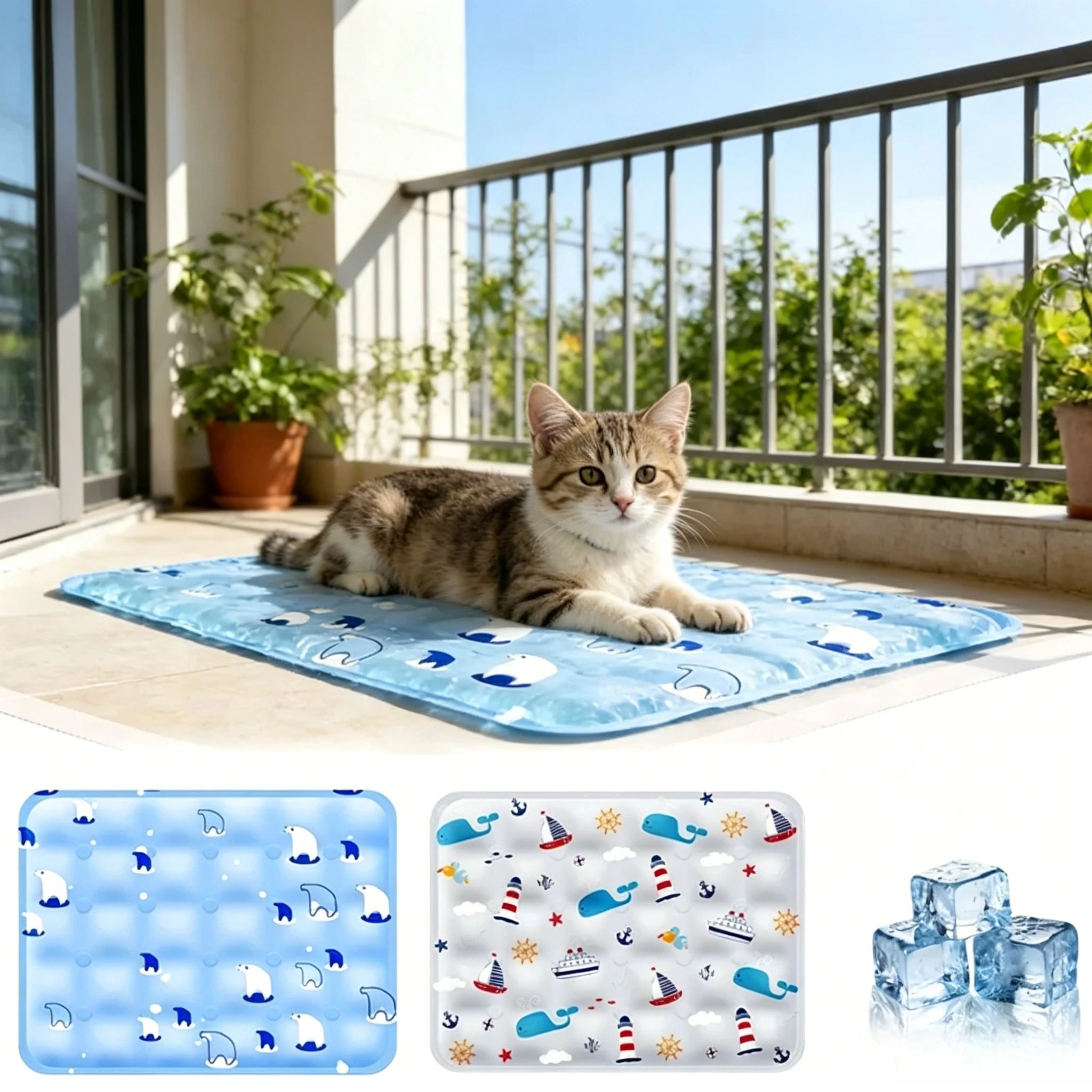 Ice Silk Self Cooling Pet Mat for Dogs Cats Portable Summer Cold Bed Pad Reusable Sleeping Small 1005012468196020