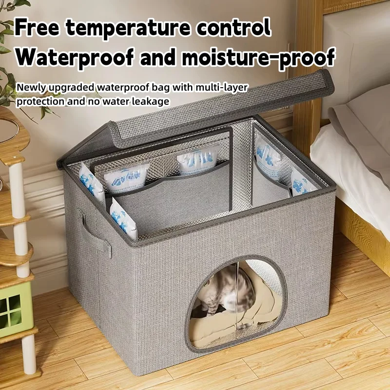 Cat Air Conditioner House Summer Cooling Bed Portable Foldable Pet Igloo Nest Enclosed Cat Cave 1005012468879981