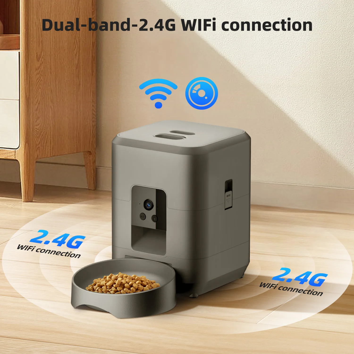 Push Button Wifi Camera USB Automatic Pet Feeder Smart Cat Slow Dog with Timer Video Food (2L) 1005012468996911