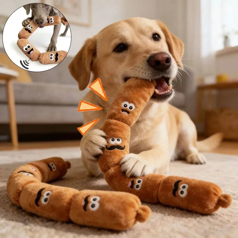 Dog Plush Chew Toy Teeth Cleaning Simulated Sausage Squeak with BB Sound Durable Puppy Toy 1005012470037826