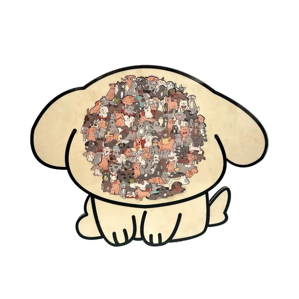 Adorable Irregular Dog Wooden Puzzle Brain Burning Home Decor Animal Jigsaw DIY Assembly Colored 1005012472628714
