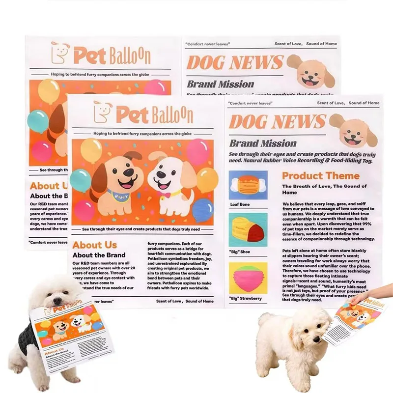 Newspaper Design Dog Chew Toy Durable Squeaky Newspaper Chew Interactive Paper-Style Pet Toy 1005012472659791