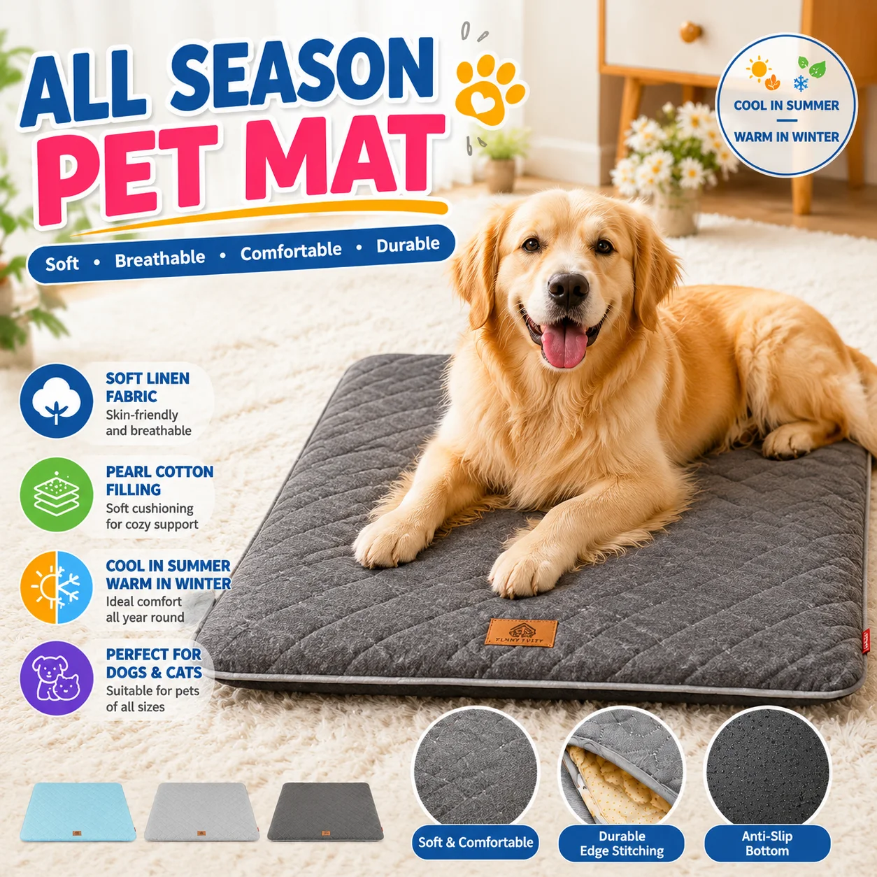 Dog Bed Summer Mat Removable Washable Dogs Pad Pet Kennels Accesorios Four Seasons Universal 1005012473453838