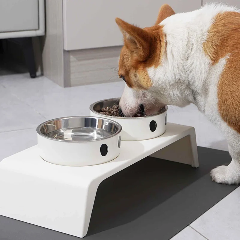 Elevated Pet Dog Feeder Bowls Raised Stand with Double Stainless Steel Food Water Bowls for Small 1005012474052852